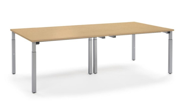 Deskin Konferenztisch System MODUL, Buchedekor, 2400 x 1200 x 650 mm, Gestell: Alusilber RAL 9006, 348159