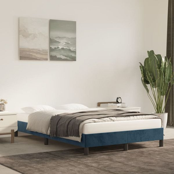vidaXL Bettgestell Dunkelblau 120x200 cm Samt, Material: Samt (100% Polyester), Sperrholz, Holzwerkstoff, 346968