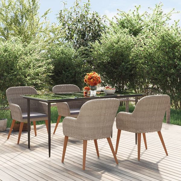 vidaXL 5-teilig Garten-Essgruppe mit Kissen Braun, 3156730