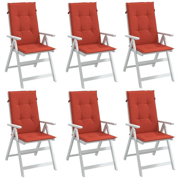 vidaXL Hochlehner-Auflagen 6 Stück Melange Rot 120x50x4 cm Stoff, 4002432
