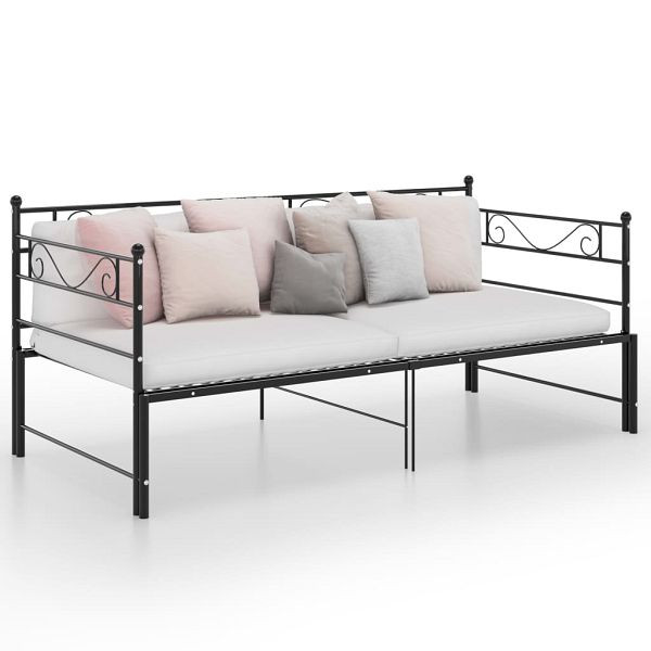 vidaXL Tagesbett Ausziehbar Schwarz Metall 90x200 cm, 324770