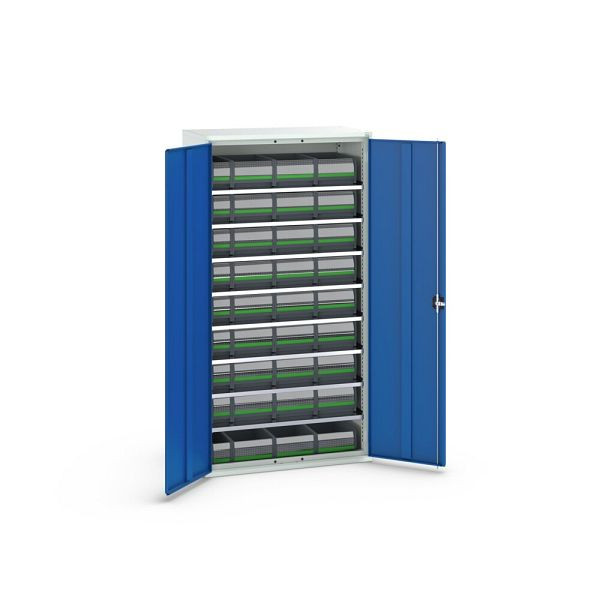 bott verso Magazinschrank, mit 8 Fachböden und 36 bottBoxen, BxTxH: 1050x550x2000mm, Enzianblau, 16926588.11