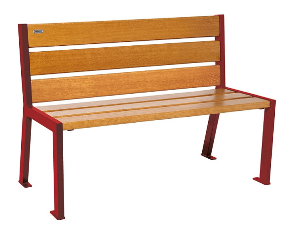 Procity Sitzbank Silaos 6 Holzlatten, 1200 mm, Ohne Armlehne, Holz & Stahl, helle Eiche/RAL 3004, 209601.3004.CHEC