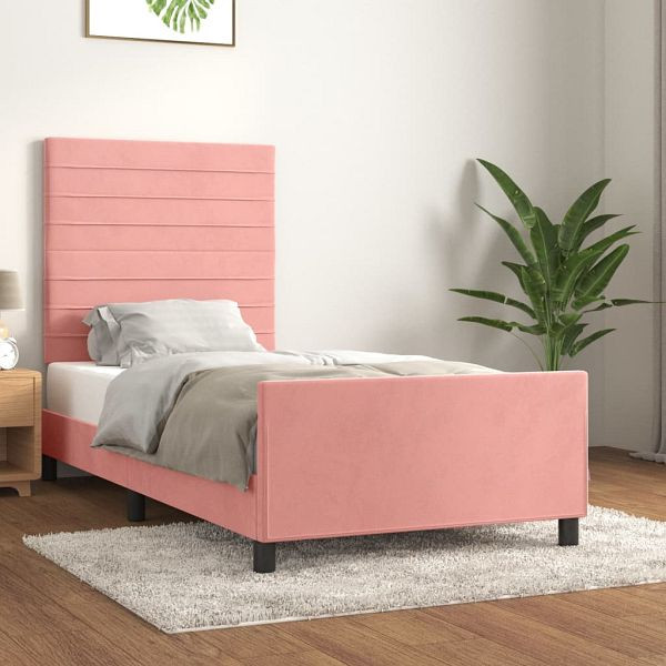 vidaXL Bettgestell mit Kopfteil Rosa 90x190 cm Samt, 3125793