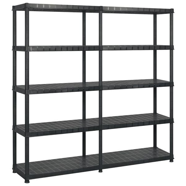 vidaXL Lagerregal mit 5 Böden Schwarz 183x45,7x185 cm Kunststoff, 3059854