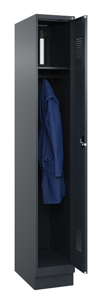 C+P Spind Evolo PLUS, mit Sockel, 1 Abteil, 1950x300x500mm, 7016/7016, Verschluss Zylinderschloss, Ablageböden 1, 049020-10 S10043