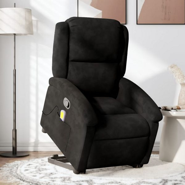 vidaXL Massagesessel mit Aufstehhilfe Schwarz Samt, 3204317