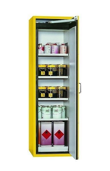 asecos Sicherheitsschrank S-CLASSIC-90, S90.196.060.R in sicherheitsgelb RAL 1004 mit 4x Fachboden (Stahlblech), 30229-002-33444