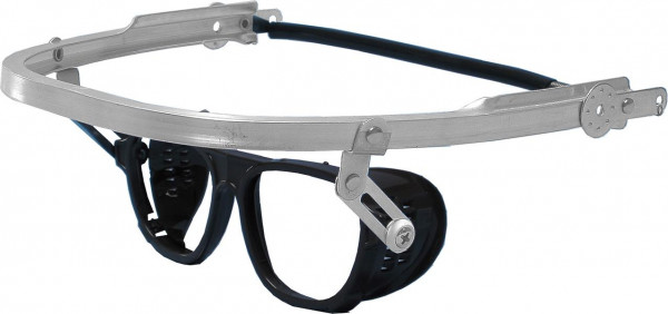AschuA Klappbrille am Alu-U-Profil, schwarz, 62 x 52 mm, mit Langlochschiene und einrastbaren Seitenkörben, ohne Gläser, GFKBR004-1