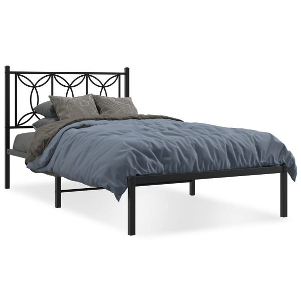 vidaXL Bettgestell mit Kopfteil Metall Schwarz 107x203 cm, 376124