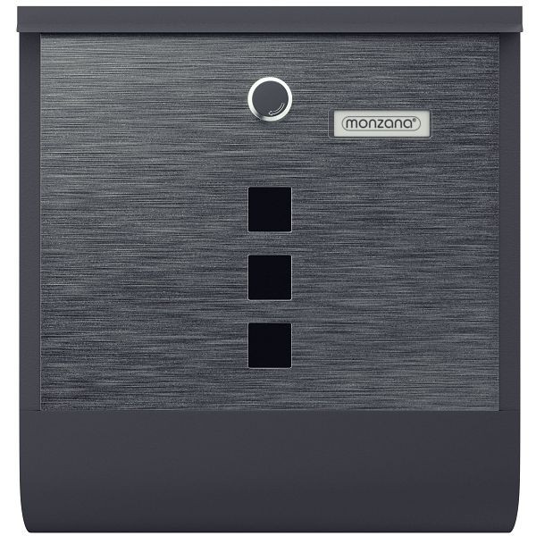 monzana Briefkasten Schwarz/Silber Stahl 30,5x10x33,5cm, 109596