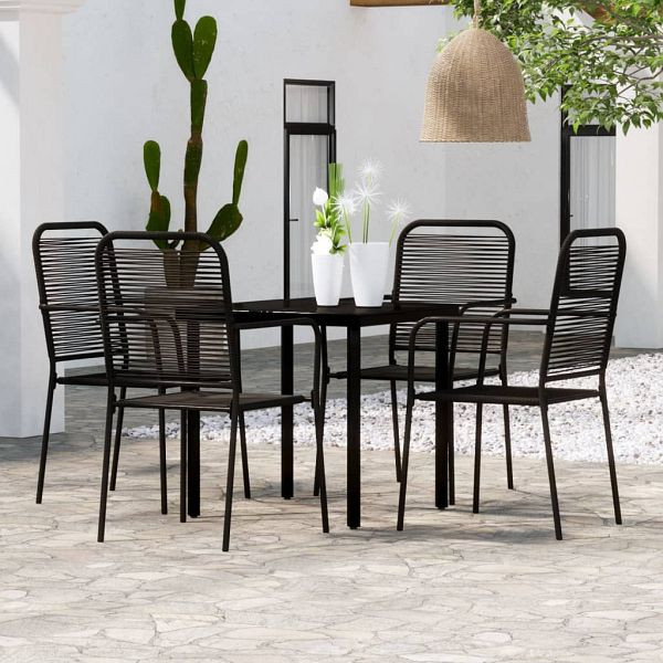 vidaXL 5-tlg. Garten-Essgruppe Schwarz, Top-Qualität, 3099138