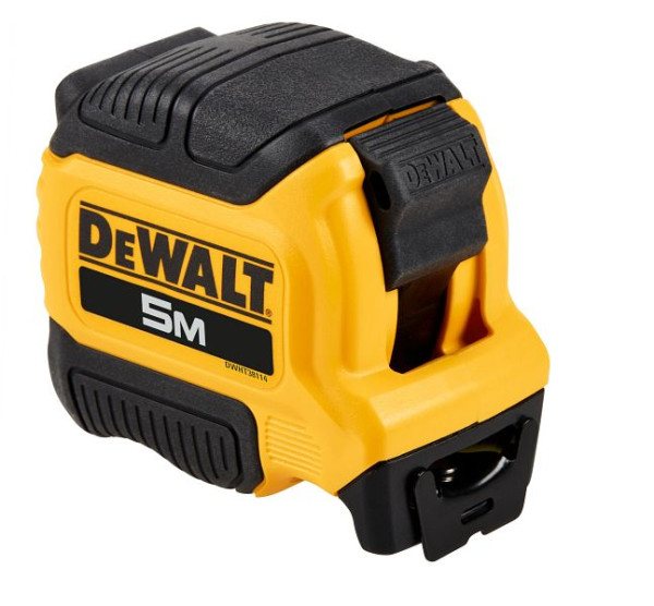 DeWalt Bandmaß Compact Tape 5m x 28mm, bis zu 3,9 m ausziehbar ohne abzuknicken, DWHT38114-0