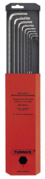 KUKKO Winkelschraubendreher ISO 2936 lang im Satz, Außensechskant: 2; 2,5; 3; 4; 5; 6; 8; 10 mm, 207-011