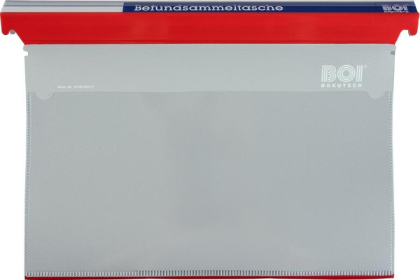 BOI Befundmappe, DBMK O-B.2, Bügelmechanik, rote Kopfleiste, rote Planenfolie, 9108-00317