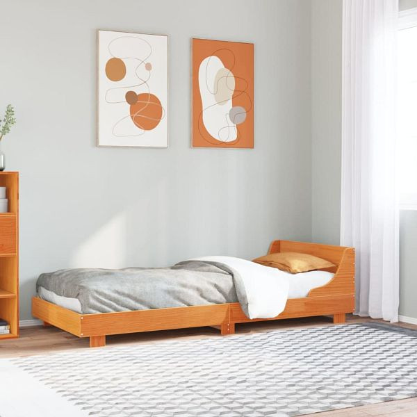 vidaXL Massivholzbett mit Kopfteil Wachsbraun 90x190 cm Kiefer, 850751