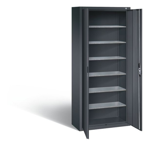 C+P Magazinschrank Serie 13, H1690xB700xT300mm, Farbe: Schwarzgrau, Muldengriff, 133413-20 S10062