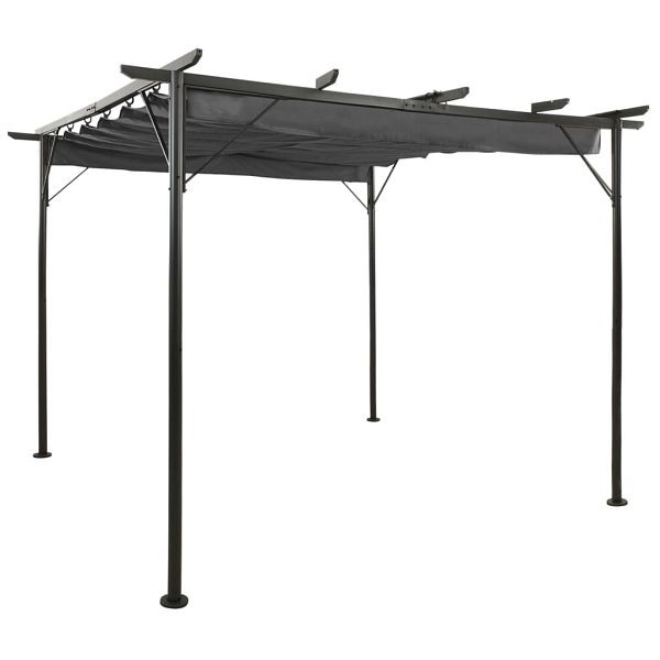 vidaXL Pergola mit Ausziehbarem Dach Anthrazit 3x3 m Stahl 180 g/m², 312226