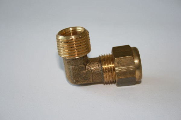 ELMAG Messingknie zu Druckleitung AG 3/8' + Mutter M15 und Quetschring 10mm für TURBO 260, Pole Position L20Euroair 220, 9100024