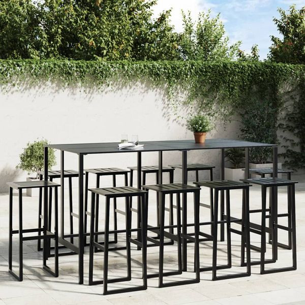 vidaXL 11-teilig Gartenbar-Set Schwarz Pulverbeschichteter Stahl, 3283755