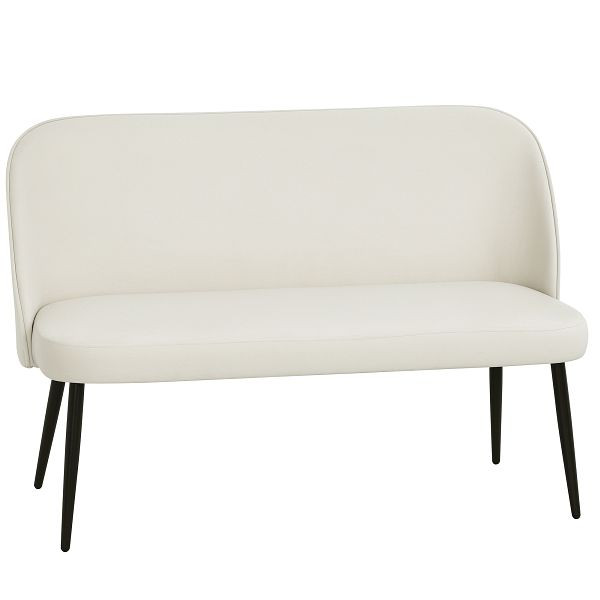 HOMCOM 2-Sitzer-Sofa, moderne Polstercouch mit Metall- und Holzrahmen, samtartiger Stoffbezug, Cremeweiß, 83B-549V00CW