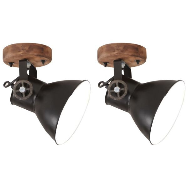 vidaXL Wand-/Deckenlampen Industriestil 2 Stück Schwarz 20x25 cm E27, 320514