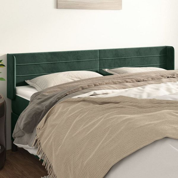 vidaXL Kopfteil mit Ohren Dunkelgrün 203x16x78/88 cm Samt, 3118977