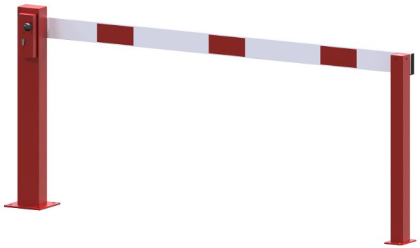 Schake Kompakte Handschranke 2m mit fester Auflagestütze, rot / weiß, mit Profilzylinderschloss, 4011_200ZPB