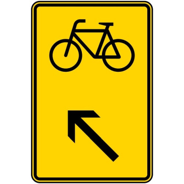 Stein HGS Wegweiser für Radverkehr links einordnen Nr. 422-17, 900x600mm /RA1/Flachform 2mm, 422-17-211