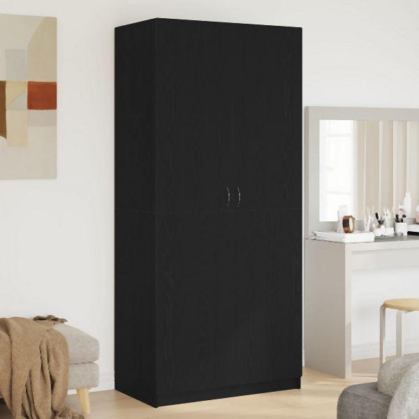 vidaXL Kleiderschrank Schwarz Eiche 90x52x200 cm Holzwerkstoff, 862436