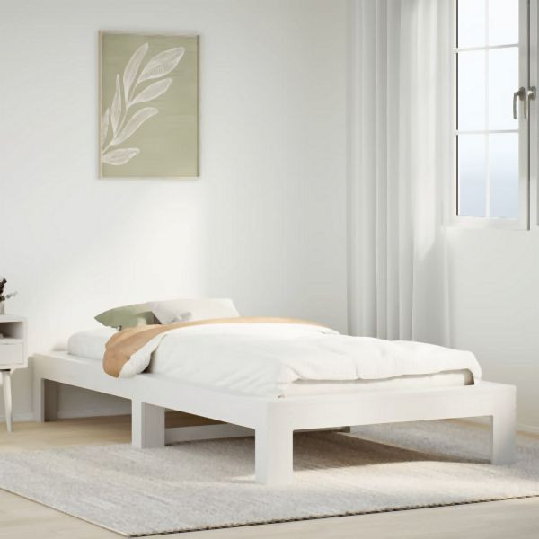 vidaXL Massivholzbett ohne Matratze Weiß 100x200 cm Kiefernholz, 855323
