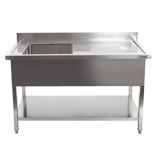 ALLPAX Edelstahl Spültisch 140 x 70 cm, Becken: 50 x 50 x 25 cm, 10022652