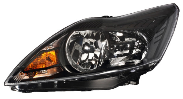 HELLA Halogen-Hauptscheinwerfer - für u.a. Ford Focus II (DA_, HCP, DP) - Titanium - schwarz - für Rechtsverkehr - links, 1EE 354 257-031