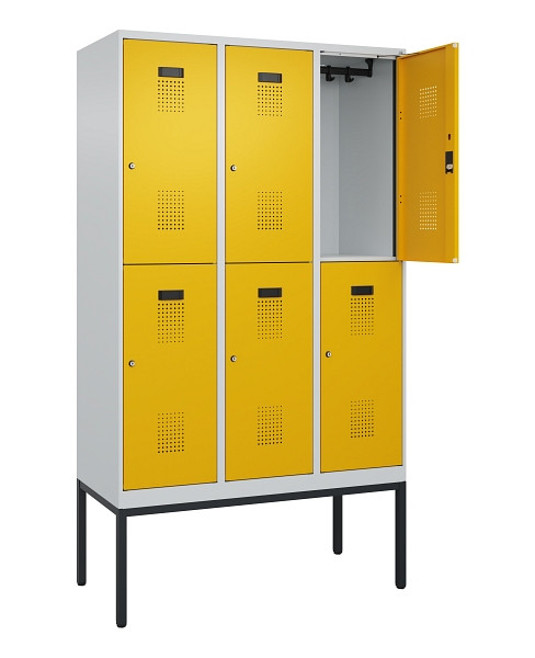 C+P Doppelstock-Spind Evolo PLUS, Gestell, 6 Fächer, 2120x1200x500mm, 7035/1004, Zylinderschloss, 0493307-32 S10027