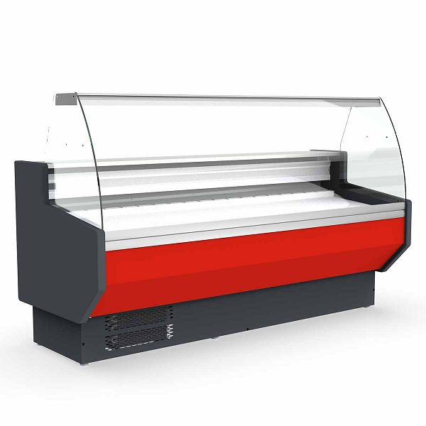 Vaiotec TOPLINE Kühltheke 200 - gebogenes Frontglas "rot", 198,5x80x123,5 cm, 10718