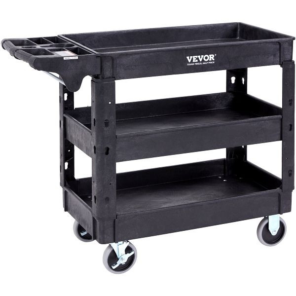 VEVOR Servierwagen 103x43,5x85,7cm 249kg Tragfähigkeit aus Polypropylen mit 3 Fächern mit Schwenkrädern Nischenwagen Servicewagen, DXSLSYTCDXCX3K5H9V0