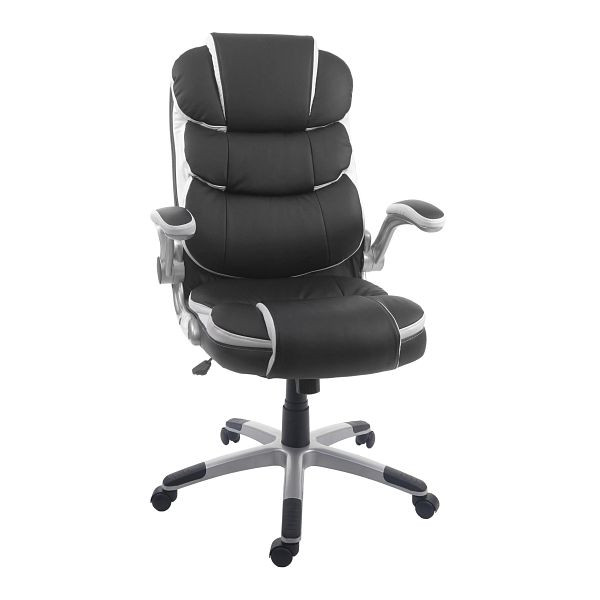 Mendler Bürostuhl HWC-F80, Schreibtischstuhl Chefsessel Drehstuhl, Kunstleder, schwarz, 70507