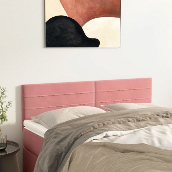 vidaXL Kopfteile 2 Stück Rosa 72x5x78/88 cm Samt, 346157