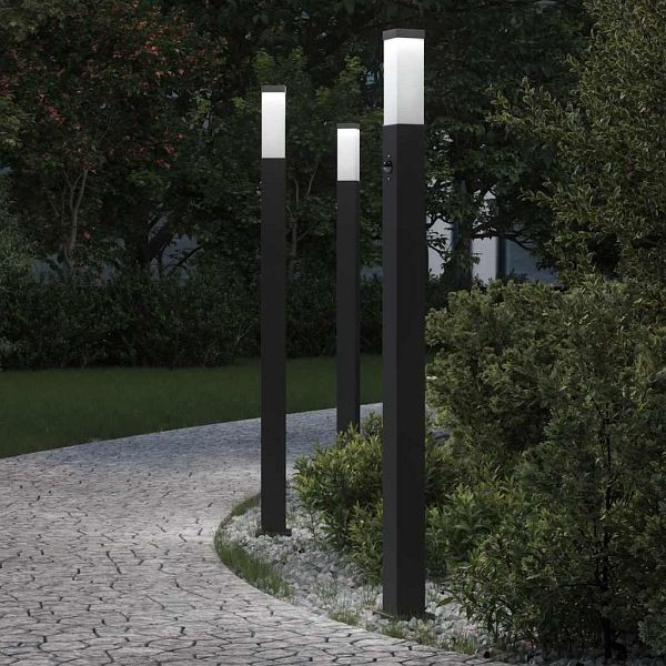 vidaXL Pollerleuchten mit Sensor 3 Stk. 110 cm Schwarz IP44, 4006082