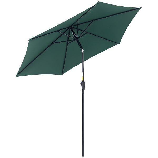 Outsunny Knickschirm Sonnenschirm Gartenschirm Marktschirm mit Handkurbel Alu 180/㎡ Polyester Stahl Grün Ø2,6 x 2,35 m, 84D-032GN