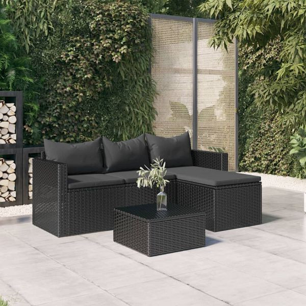 vidaXL Garten-Lounge-Set Schwarz Poly Rattan, 362330