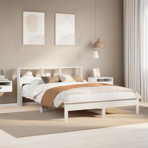 vidaXL Massivholzbett ohne Matratze Weiß 135x190 cm Kiefernholz, 3309744