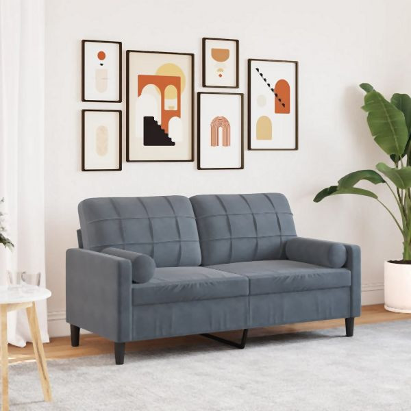 vidaXL 2-Sitzer-Sofa mit Zierkissen Dunkelgrau 140 cm Samt, 3278220