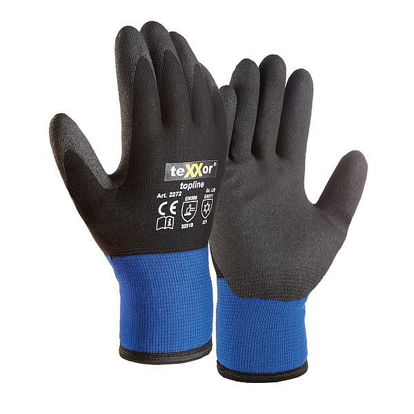 teXXor Nylon-Winterhandschuhe HPT, Farbe: schwarz/blau, Größe: 10, VE: 12 Paar, 2272-10