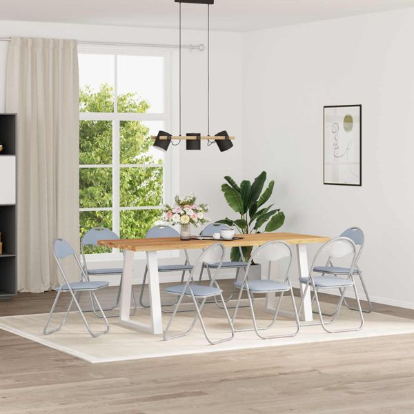 vidaXL Klappstuhl 8-teilig Grau 48 x 43,5 x 81 cm Kunstleder, 42029052