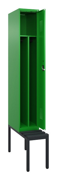 C+P Spind Evolo PLUS, 1 Abteile, 2120x300x815mm, 6037/6037, Haken 4, Zylinderschloss, Sitzfläche Kunststoff, Sitzbank, 0490507-10F S10107