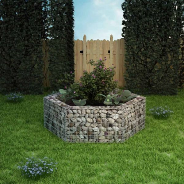 vidaXL Sechseckiges Gabionen-Hochbeet 160×140×50 cm, 142534