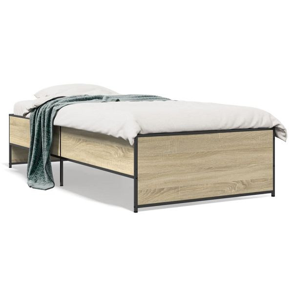 vidaXL Bettgestell Sonoma-Eiche 90x200 cm Holzwerkstoff und Metall, 845242