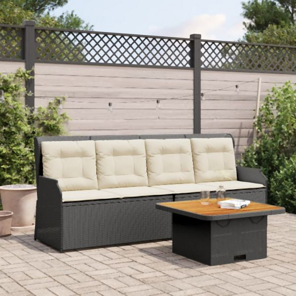 vidaXL 3-tlg. Garten-Lounge-Set mit Kissen Schwarz Poly Rattan, 3262101