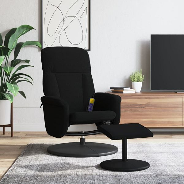 vidaXL Massagesessel mit Fußhocker Schwarz Samt, 356702